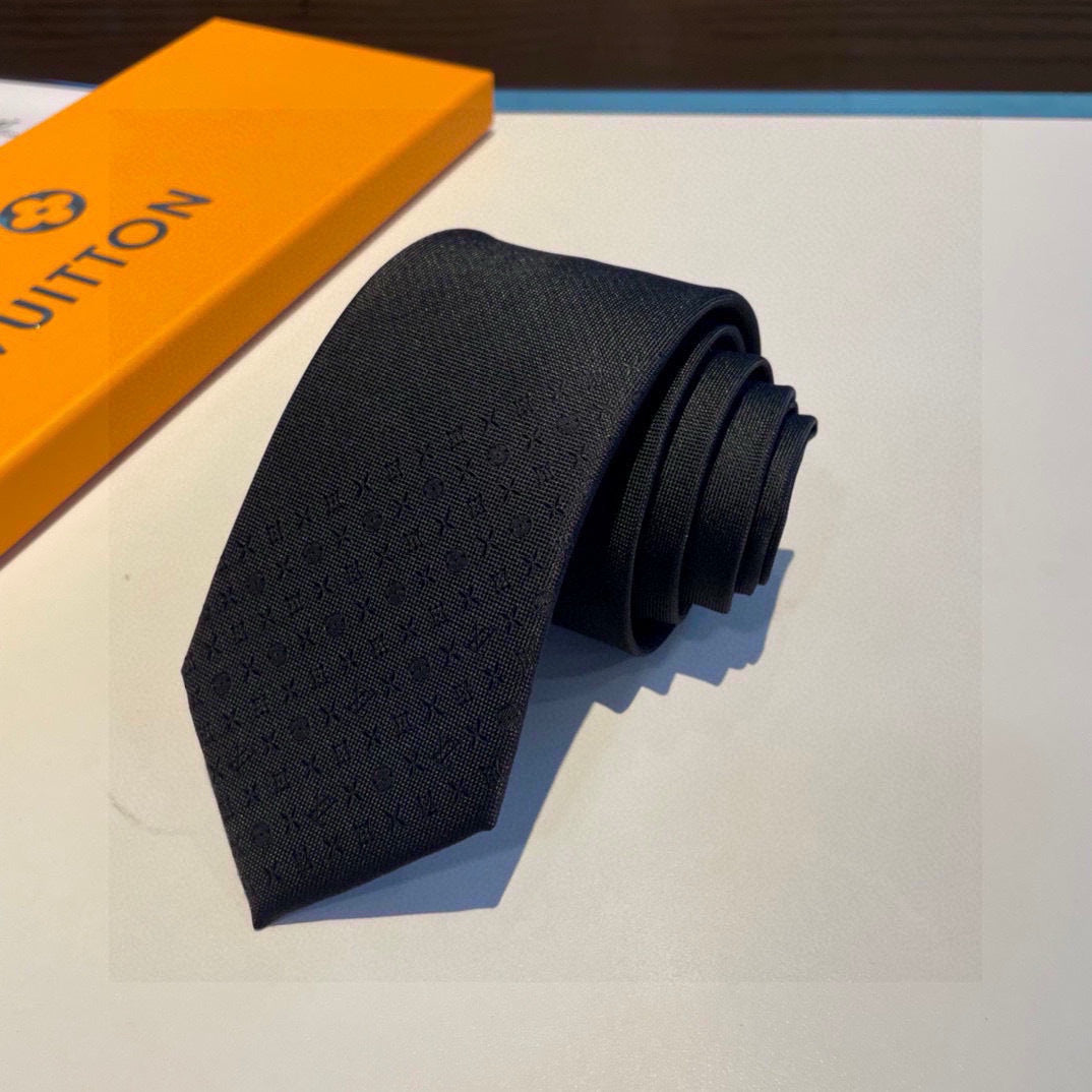 Louis Vuitton Style Men's Textured Solid Silk Tie