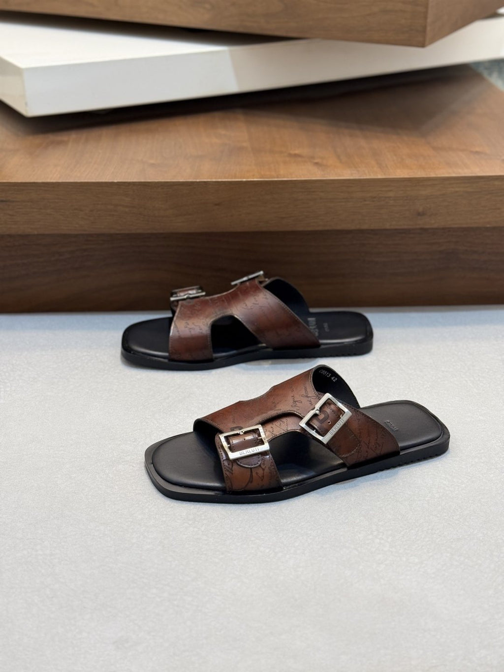 Berluti Double-Buckle Slide Sandals